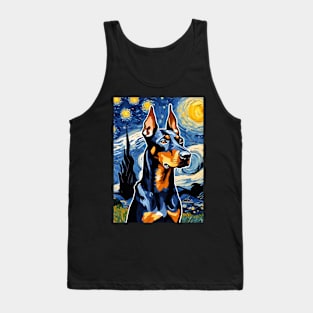 Doberman Pinscher Dog Breed Painting in a Van Gogh Starry Night Art Style Tank Top